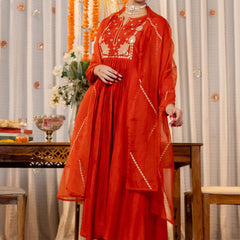 A-Line Women Kurta Set with Pant and Dupatta