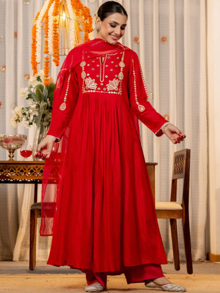 A-Line Women Kurta Set with Pant and Dupatta