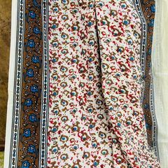 Beige Handblock Print Soft Cotton Saree