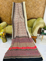 Beige Handblock Print Soft Cotton Saree