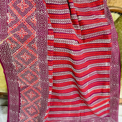 Maroon Line Print Soft Cotton Saree