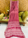 Maroon Red Linen Printed Saree