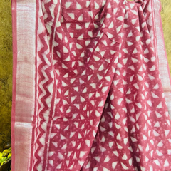 Maroon Red Linen Printed Saree