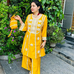 Mustard Heavy Embroidered Co-Ord Set