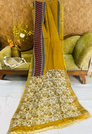 Mustard Linen Saree Plain Border