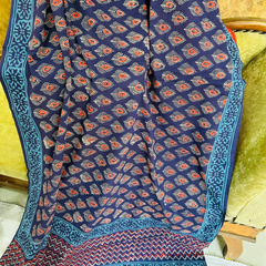Navy Blue Soft Cotton Printed Saree