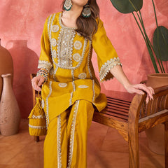 Mustard Heavy Embroidered Co-Ord Set