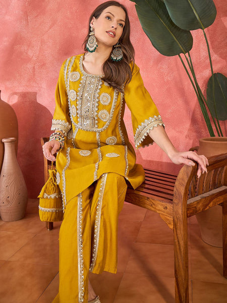 Mustard Heavy Embroidered Co-Ord Set