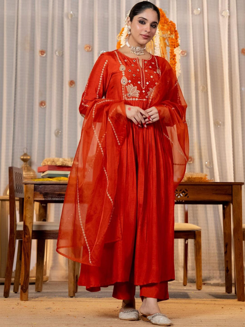 A-Line Women Kurta Set with Pant and Dupatta