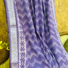 Purple Linen Printed Saree