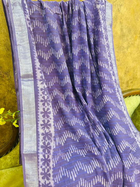 Purple Linen Printed Saree