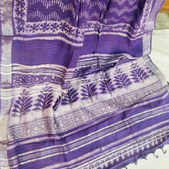 Purple Linen Printed Saree