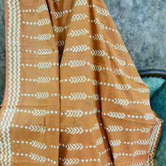 Rust Orange Soft Cotton Printed Saree