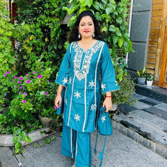 Teal Blue Mirror Worked Co-Ord Set