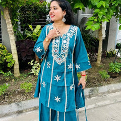 Teal Blue Mirror Worked Co-Ord Set