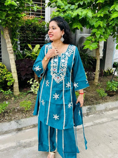 Teal Blue Mirror Worked Co-Ord Set