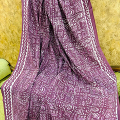 Wine Color Soft Cotton Printed Saree