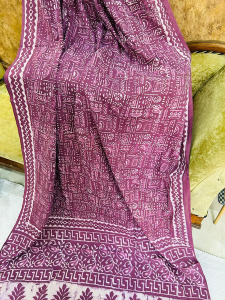 Wine Color Soft Cotton Printed Saree