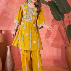 Mustard Heavy Embroidered Co-Ord Set