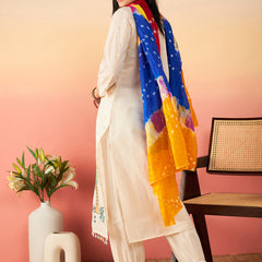 Off White Ethnic Motifs Self Design Thread Work Pure Cotton Kurta Set