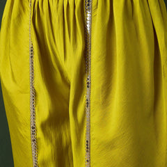 Yellow Mirror Work Dhoti Co-ord Set