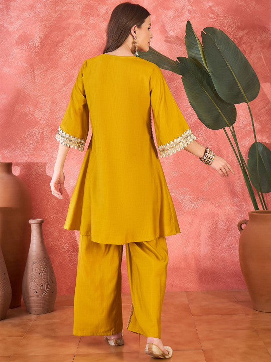 Mustard Heavy Embroidered Co-Ord Set