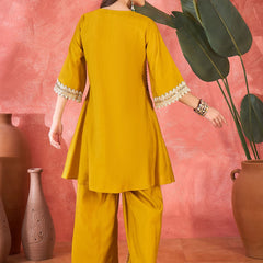 Mustard Heavy Embroidered Co-Ord Set