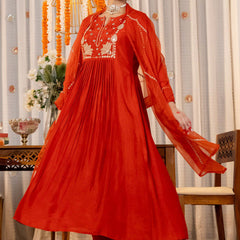 A-Line Women Kurta Set with Pant and Dupatta