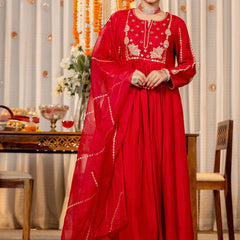 A-Line Women Kurta Set with Pant and Dupatta